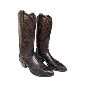 El Paso Dan Post Cowboy Boots Women’s Western Size 7 M Winston Lizard READ